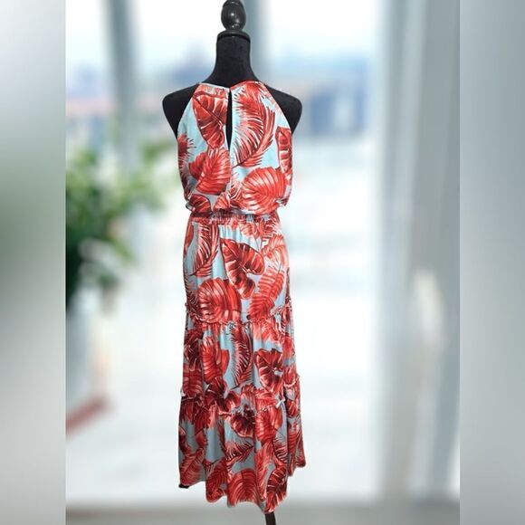VICI MAISON TARA Tropical Halter Tiered Max Dress Size 16 - Picture 8 of 15
